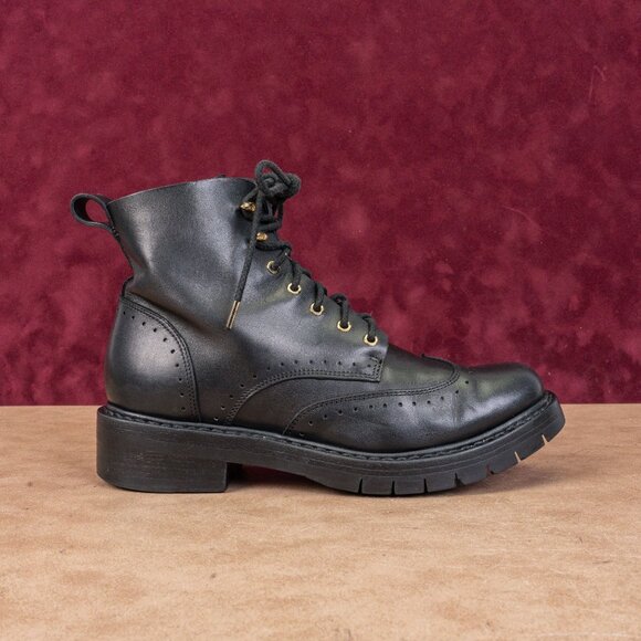 rag&bone Women Black Leather Lace-up Vibram Sole Ankle Combat sz 7US EUR37 - Picture 4 of 8